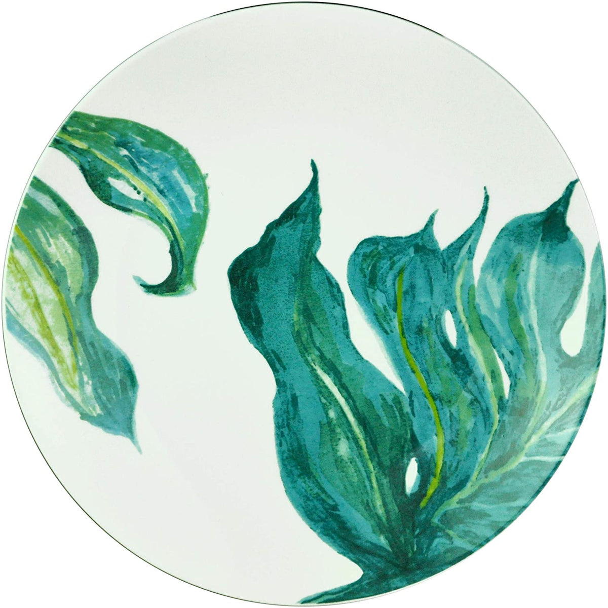 Porzellan Speiseteller Ø27 cm mit orientalischen Blattmotiven Design Green Love im 4er Set