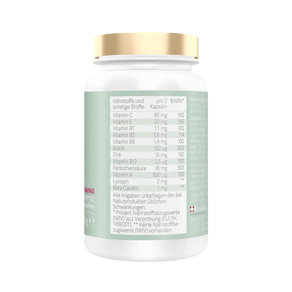 LoveYourSkin Kapseln, Haut Vitamine für ganzen Körper, 60 Kapseln ISO- und HACCP zertifiziert made in Germany