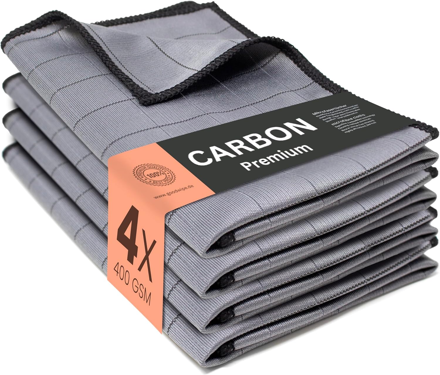 Goodwipe® 4X Premium Carbon-Tücher Auto 40x40cm zur Reinigung der  Autoscheiben | Saugstarkes Glasreinigungstuch ohne Schlieren & Streifen 