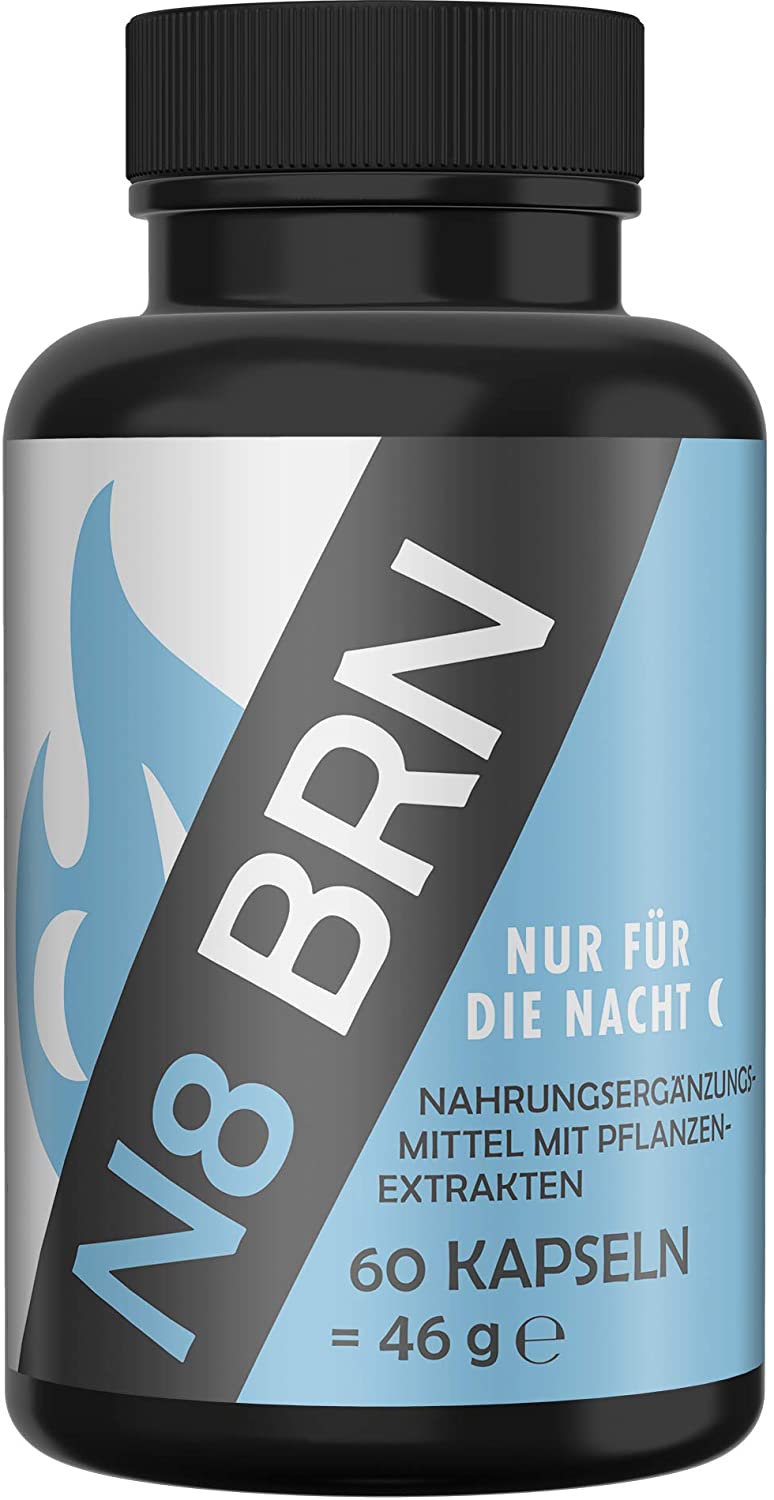 N8 BRN Nacht-Burner, Abnehmen + Diät + Schlafen, Gewichtsverlust im Schlaf, die Top Rezeptur aus den USA, Made in Germany, 60 Kapseln