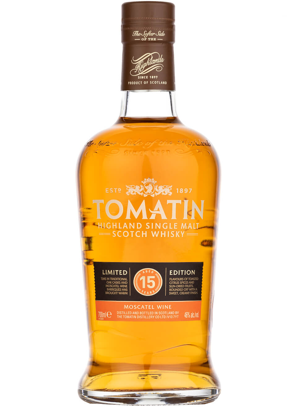 Tomatin 15 Jahre Moscatel Finish Highland Single Malt Whisky 0,7 L