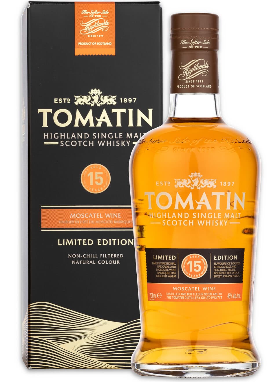 Tomatin 15 Jahre Moscatel Finish Highland Single Malt Whisky 0,7 L