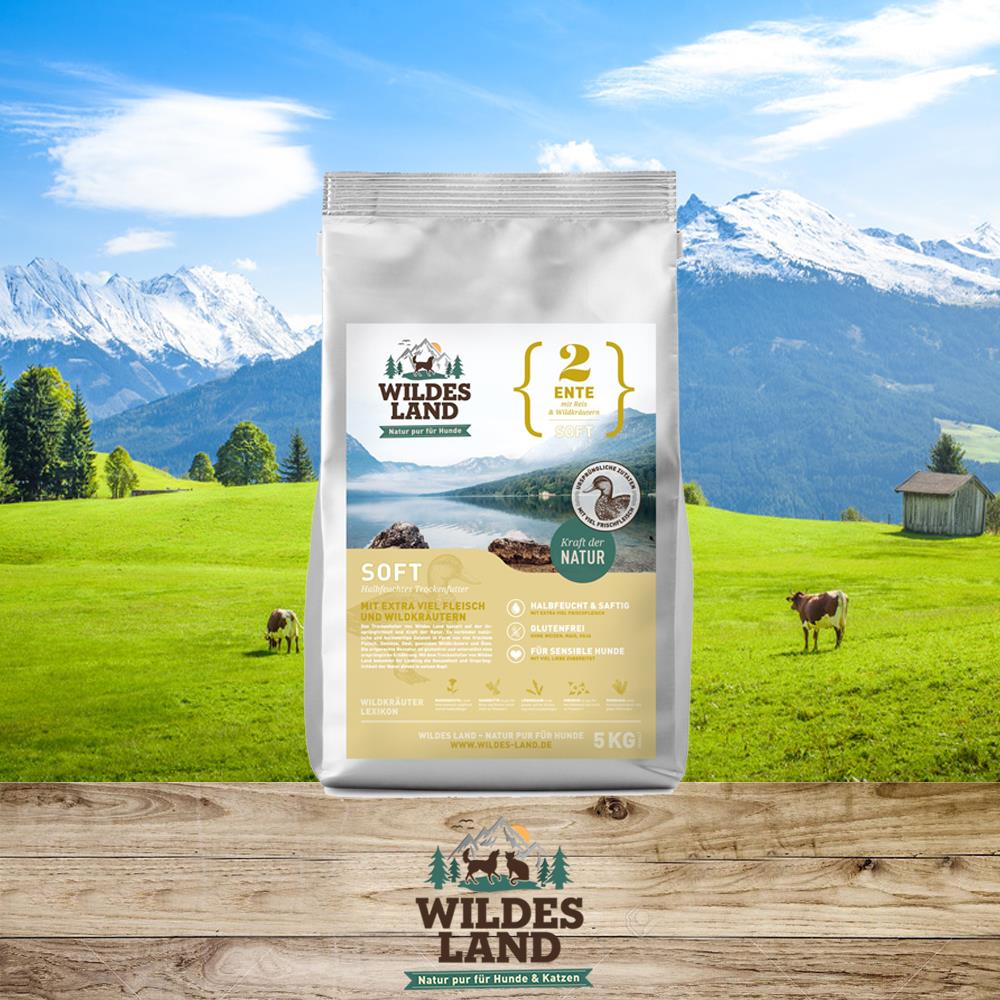 Wildes Land Soft Ente mit Reis &amp; Wildkräutern
