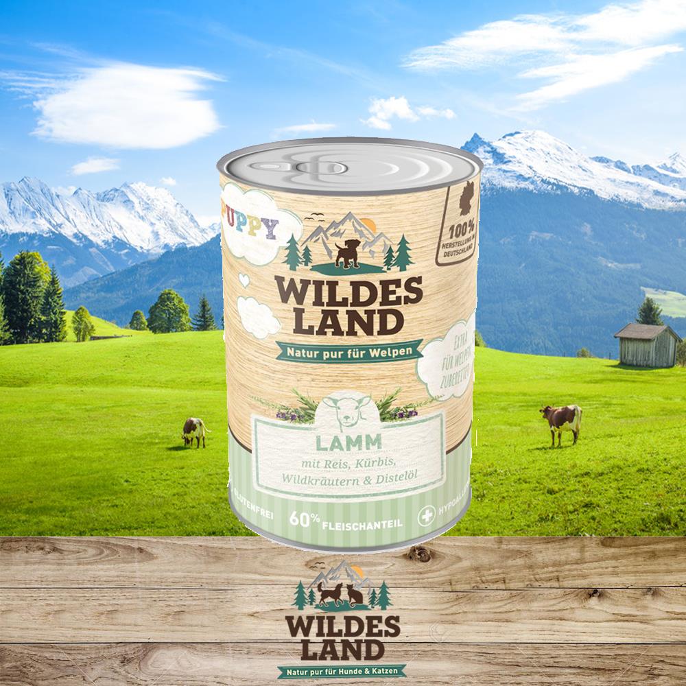 Wildes Land Puppy Lamm mit Reis 400 gr