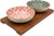 Asiatische Servierschalen Snackschalen mit Servierbrett aus Bambus, Holz Brettchen mit 2 Keramik Schalen