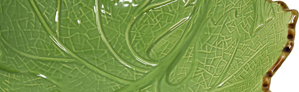 Grosse Obstschale Servierschale Dekoschale aus Keramik - Blattform Dekorativ Mediterraner Stil