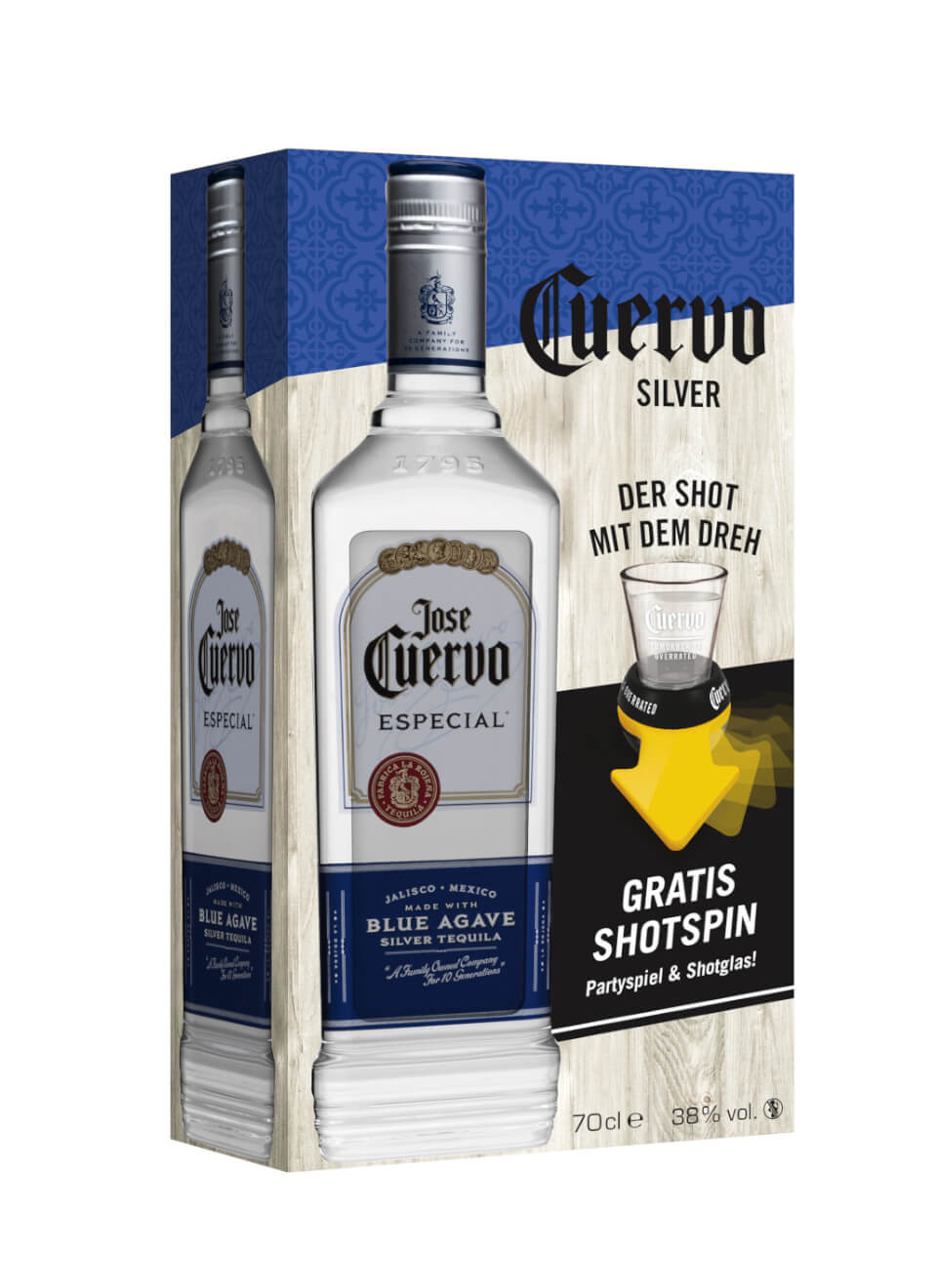 Jose Cuervo Especial Silver 0,7 L Tequila mit Shotspin